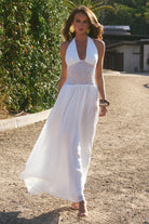 Runaway The Label - Fernanda Plunge Halter Maxi Dress in White