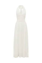  Fernanda Plunge Halter Maxi Dress in White