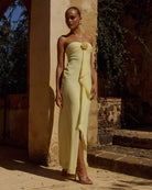 Fiora Strapless Maxi Dress in Butter by Runaway The Label | Winsome Girl Fashion