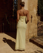 Fiora Strapless Maxi Dress in Butter Back View | Winsome Girl Fashion