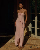 Runaway The Label Fiora Maxi Dress Pink Strapless Neckline | Winsome Girl Fashion