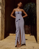 Runaway The Label Fiora Maxi Dress Sky Blue Strapless Neckline | Winsome Girl Fashion
