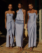 Elara Cowl Maxi Dress in Sky Blue flat lay