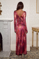 Freesia Maxi Dress Bell Sleeve Detail in Quinn Cherry | Winsome Girl Fashion