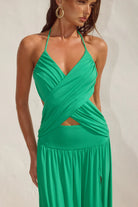 Runaway The Label - Genia Cross Front Maxi Dress in Emerald