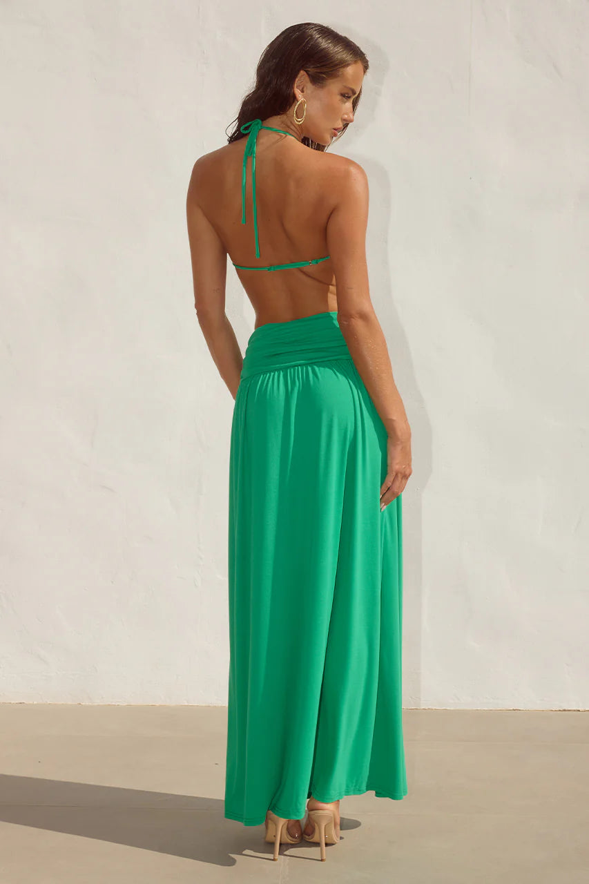 Runaway The Label - Genia Cross Front Maxi Dress in Emerald