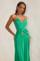 Runaway The Label - Genia Cross Front Maxi Dress in Emerald