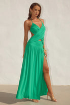 Runaway The Label - Genia Cross Front Maxi Dress in Emerald