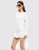 Lioness Glory Mini Dress Moonlight Boat Neckline Exaggerated Sleeve │ Winsome Girl Fashion