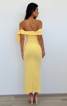 Halen Off Shoulder Maxi Dress in Lemon