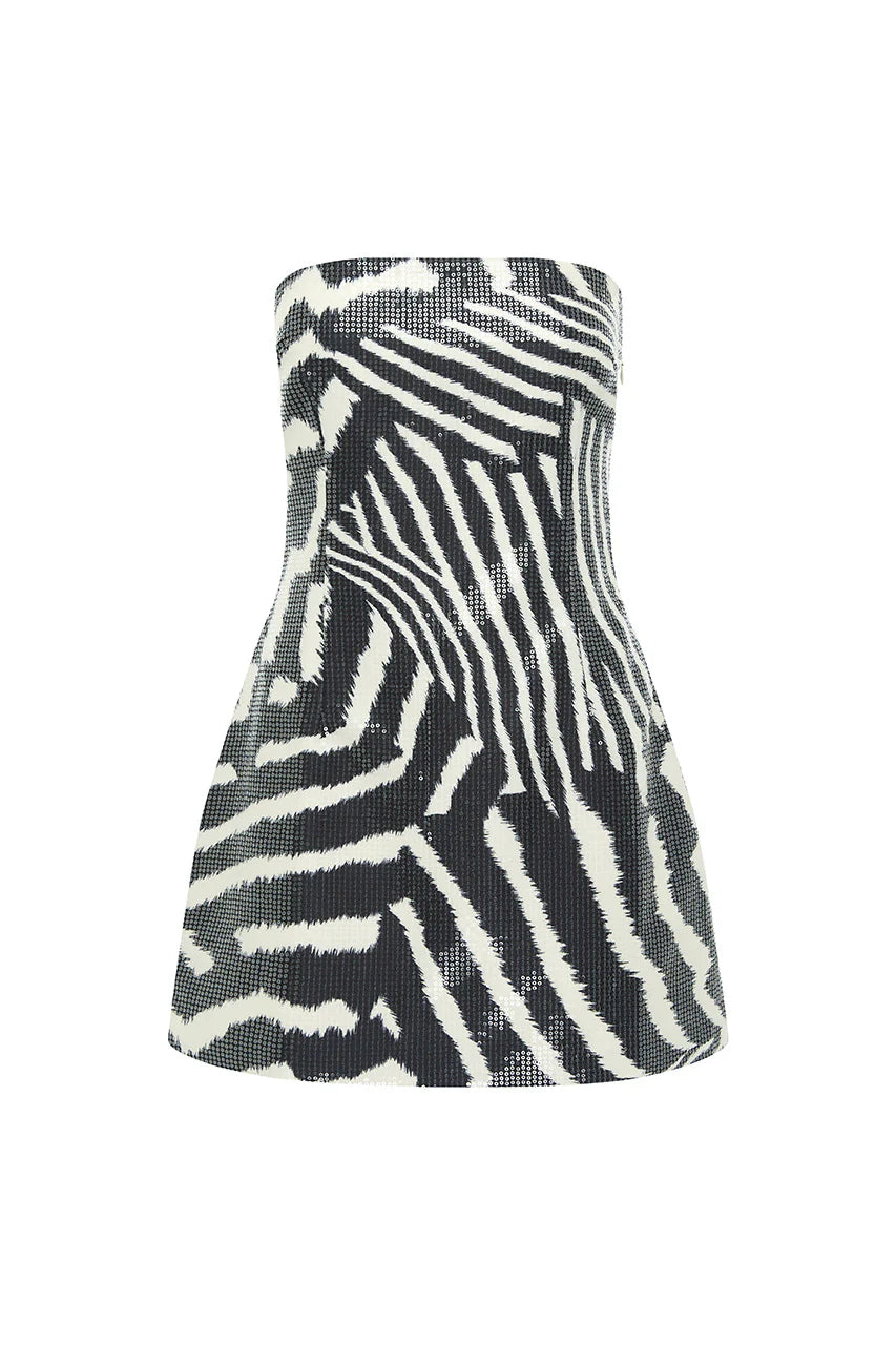  Ibiza Strapless Sequin Mini Dress in Noah Black