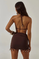  Imelda High Neck Mini Dress in Cocoa