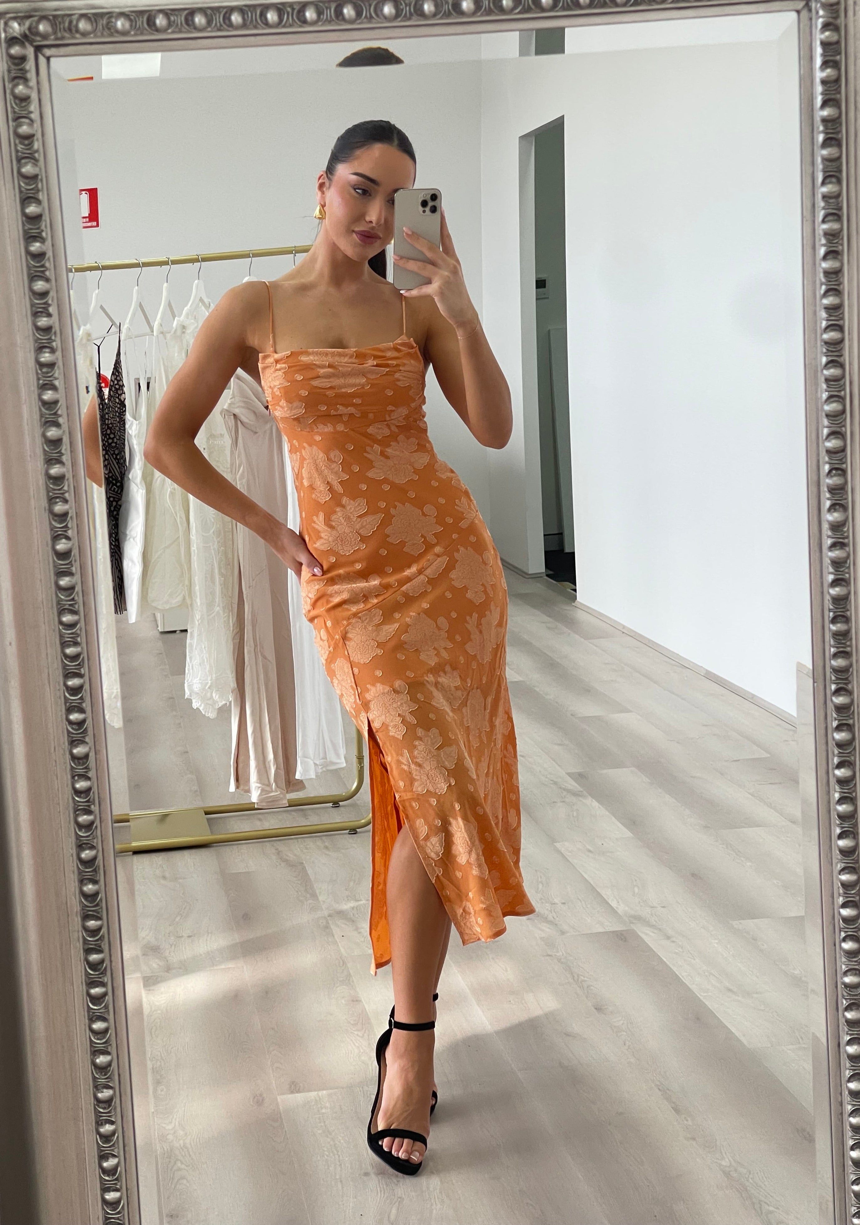 Hailey Midi Slip Dress - Orange – Winsome Girl Hailey Midi Slip Dress - Orange – Winsome Girl