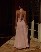 Isolina Maxi Dress Corset-Inspired Back in Pink | Winsome Girl Fashion
