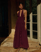 Runaway The Label Isolina Maxi Dress Plum Halter Neckline | Winsome Girl Fashion
