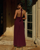Isolina Maxi Dress Corset-Inspired Back in Plum | Winsome Girl Fashion
