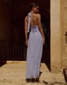 Isolina Maxi Dress Corset-Inspired Back in Sky Blue | Winsome Girl Fashion