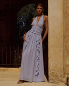 Isolina Halter Corset Maxi Dress in Sky Blue by Runaway The Label | Winsome Girl Fashion
