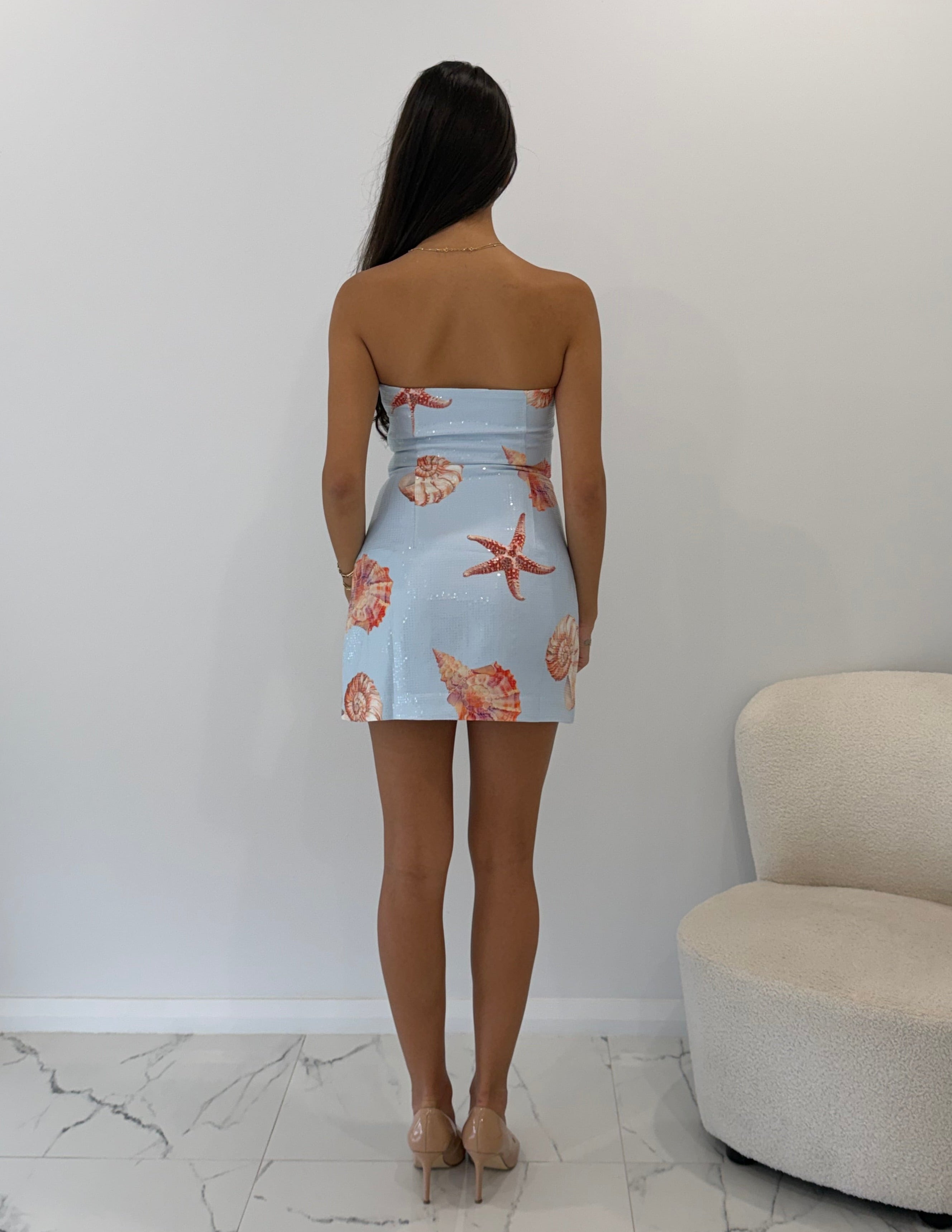  Ibiza Mini Dress in Ice Blue Seashell