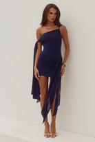 Jayde One Shoulder Mini Dress in Navy by Runaway The Label | Winsome Girl Fashion 