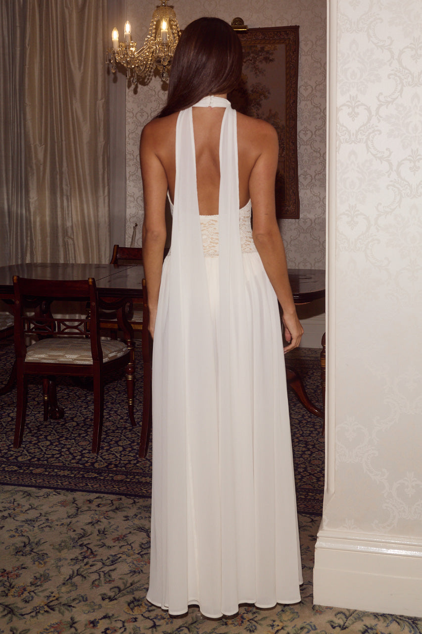 Judith Halter Low Back Maxi Dress in Lemon by Runaway The Label | Winsome Girl Fashion 