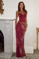 Jacinta Bustier Cut Out Maxi Dress in Quinn Cherry