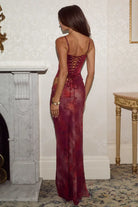 Jacinta Bustier Cut Out Maxi Dress in Quinn Cherry