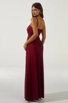 Kalena Plunge Maxi Dress in Cherry