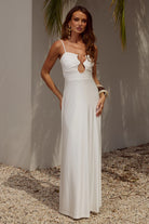 Kalena Plunge Maxi Dress in White