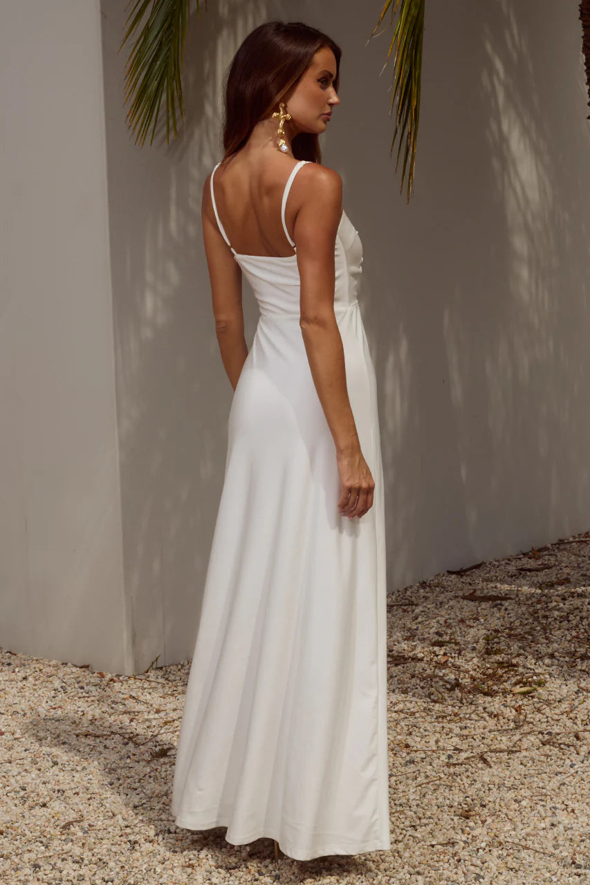 Kalena Plunge Maxi Dress in White