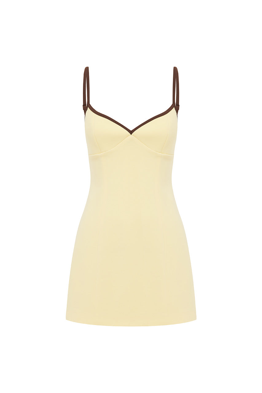 Karla Sweetheart Mini Dress in Butter by Runaway The Label | Winsome Girl Fashion 