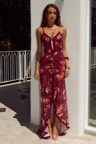 Runaway The Label - Kiata Ruffle Maxi Dress in Eliana Red