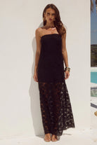 Runaway The Label - Kinera Strapless Lace Maxi Dress in Black