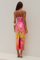 Kyra Midi Dress Scoop Neckline Detail in Floral Ombre | Winsome Girl Fashion