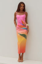 Kyra Scoop Neck Sequin Midi Dress in Tropical Ombre by Runaway The Label | Winsome Girl Fashion