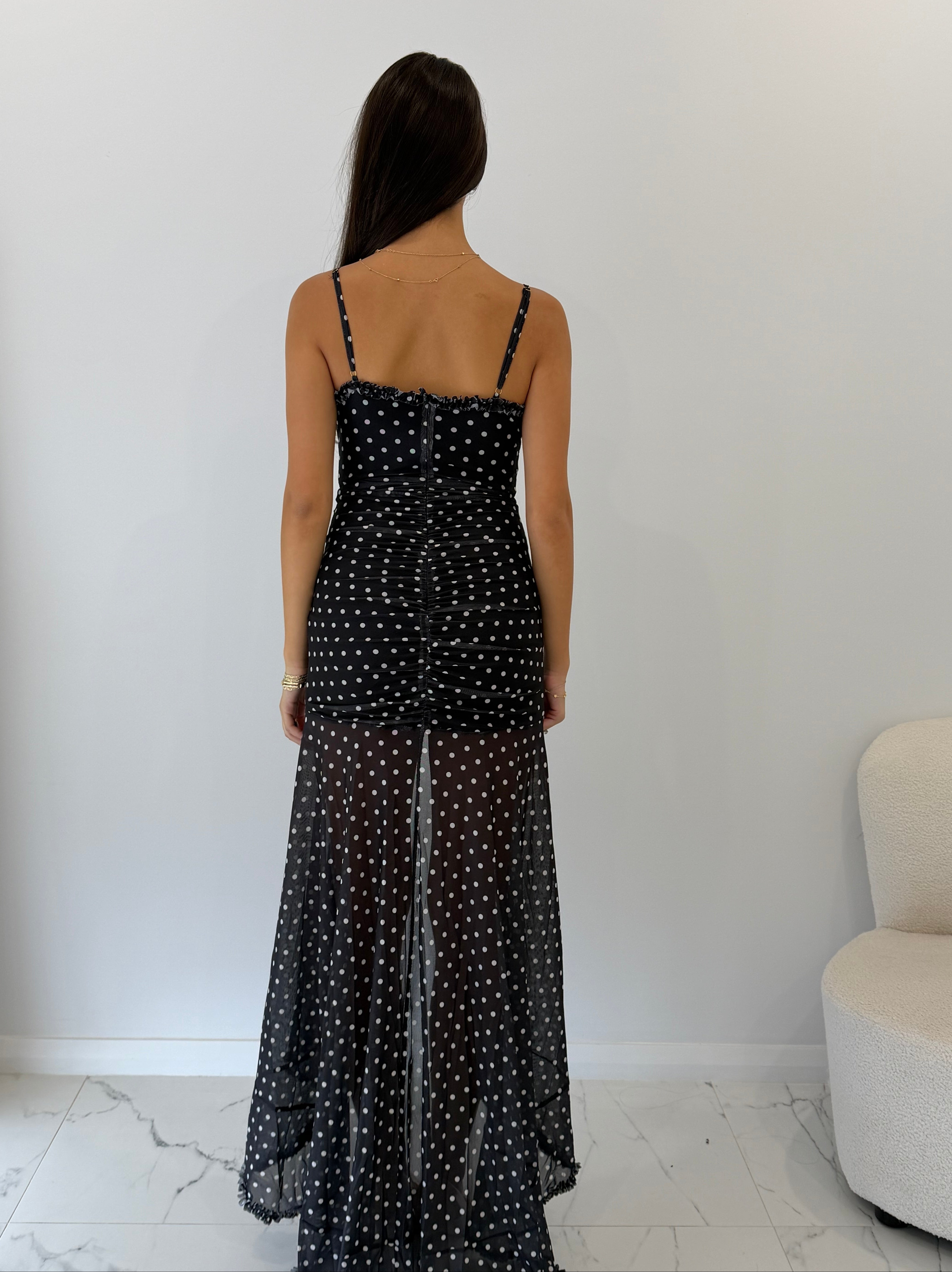  Kiata Maxi Dress in Black Polka