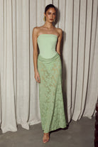 Lakita Strapless Lace Maxi Dress in Key Lime by Runaway The Label | Winsome Girl Fashion 