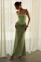 Lakita Strapless Lace Maxi Dress in Key Lime by Runaway The Label | Winsome Girl Fashion 