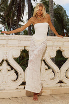Lakita Strapless Lace Maxi Dress in White by Runaway The Label | Winsome Girl Fashion 
