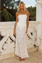 Lakita Strapless Lace Maxi Dress in White by Runaway The Label | Winsome Girl Fashion 