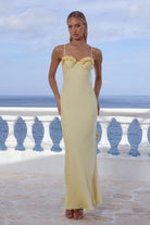 Lavena Floral Detail Maxi Dress in Buttermilk