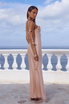 Lavena Floral Detail Maxi Dress in Peach