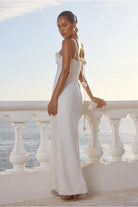  Lavena Floral Detail Maxi Dress in Pearl