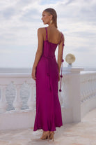 Lavena Floral Detail Maxi Dress in Plum
