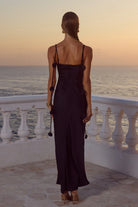  Lavena Floral Detail Maxi Dress in Noir