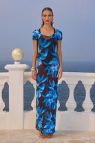 Laylah Midi Dress in Agave Blue