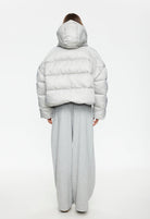 Woman wearing Lioness Cindy Puffer Jacket in Ash