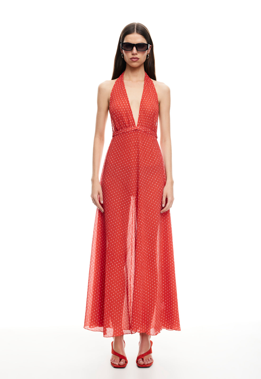 District Maxi Dress in Tomato Polka