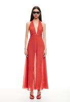 District Maxi Dress in Tomato Polka