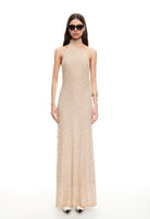 Lux Lace Maxi Dress in Taupe